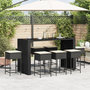 Voir la diapositive 3 : VIDAXL Ensemble de bar de jardin 9 pcs avec coussins noir poly rotin