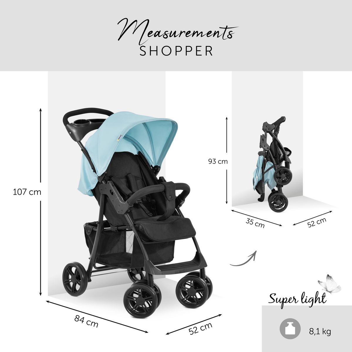 HAUCK Poussette Combinée Shopper Trioset - Bleu