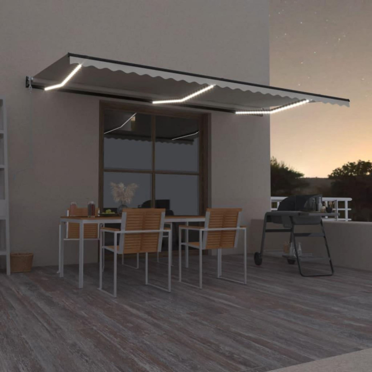 VIDAXL Auvent automatique avec capteur de vent et LED 600x350 cm Creme