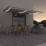 VIDAXL Auvent automatique avec capteur de vent et LED 600x350 cm Creme