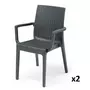 ARETA Lot de 4 chaises et de 2 fauteuils de jardin - Gris anthracite - URANO