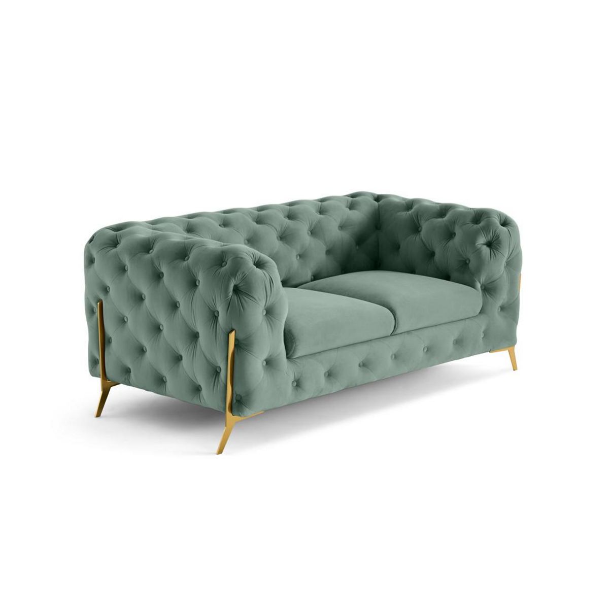 LISA DESIGN Camden - canapé 2 places chesterfield en velours - pieds en métal doré