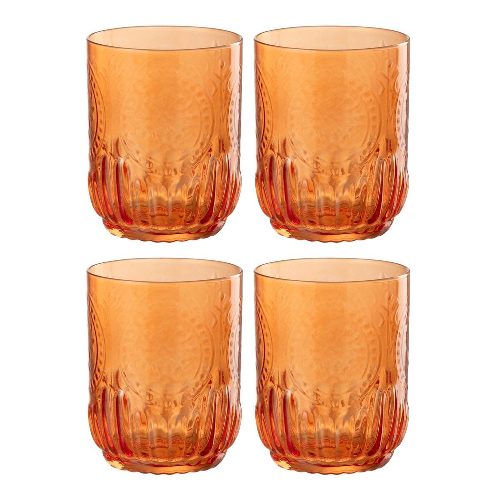 J-LINE Lot de 4 verres design  maya  32cl orange