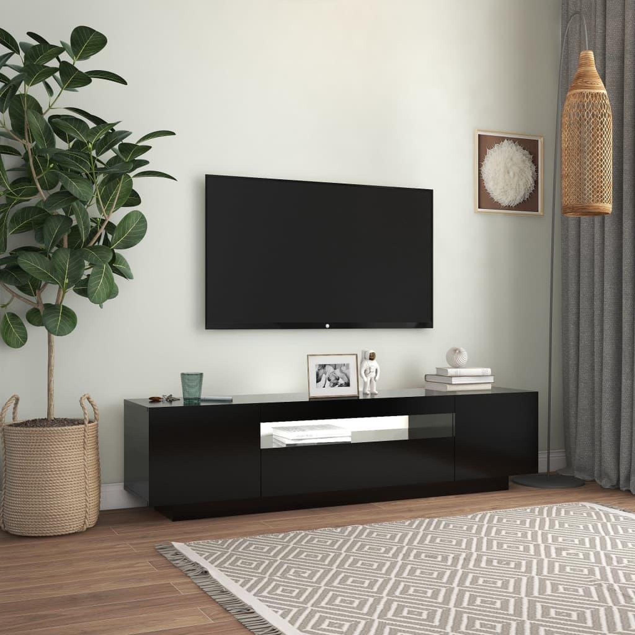 Voir la diapositive 5 : VIDAXL Meuble TV avec lumieres LED noir 160x35x40 cm
