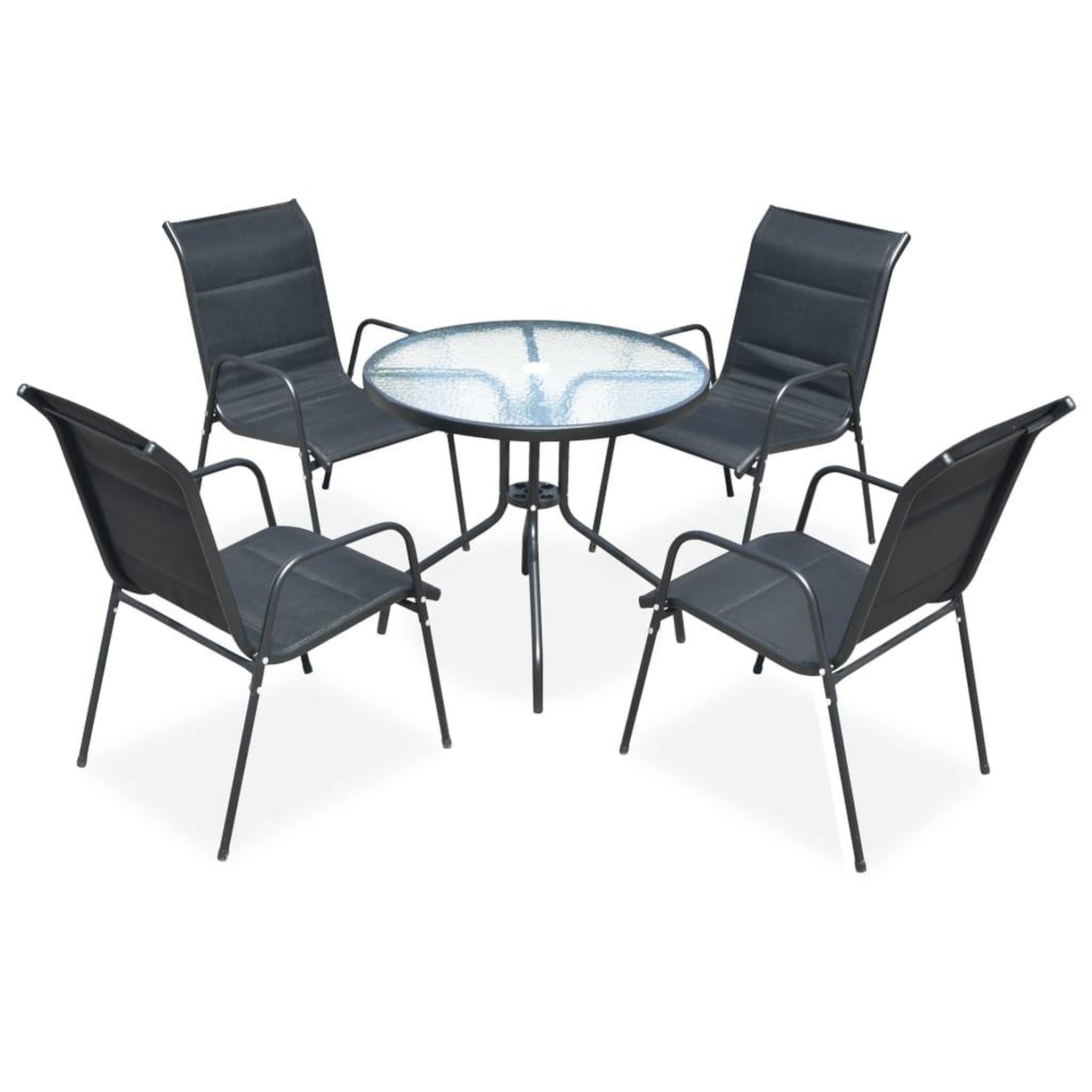 VIDAXL Mobilier de salle a manger d'exterieur 5 pcs acier noir