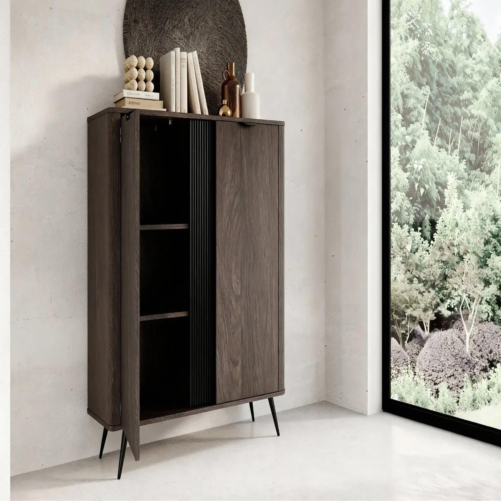 Voir la diapositive 3 : CASANOVA PARIS Selena - commode 2 portes 113cmbois de chêne - chêne foncé