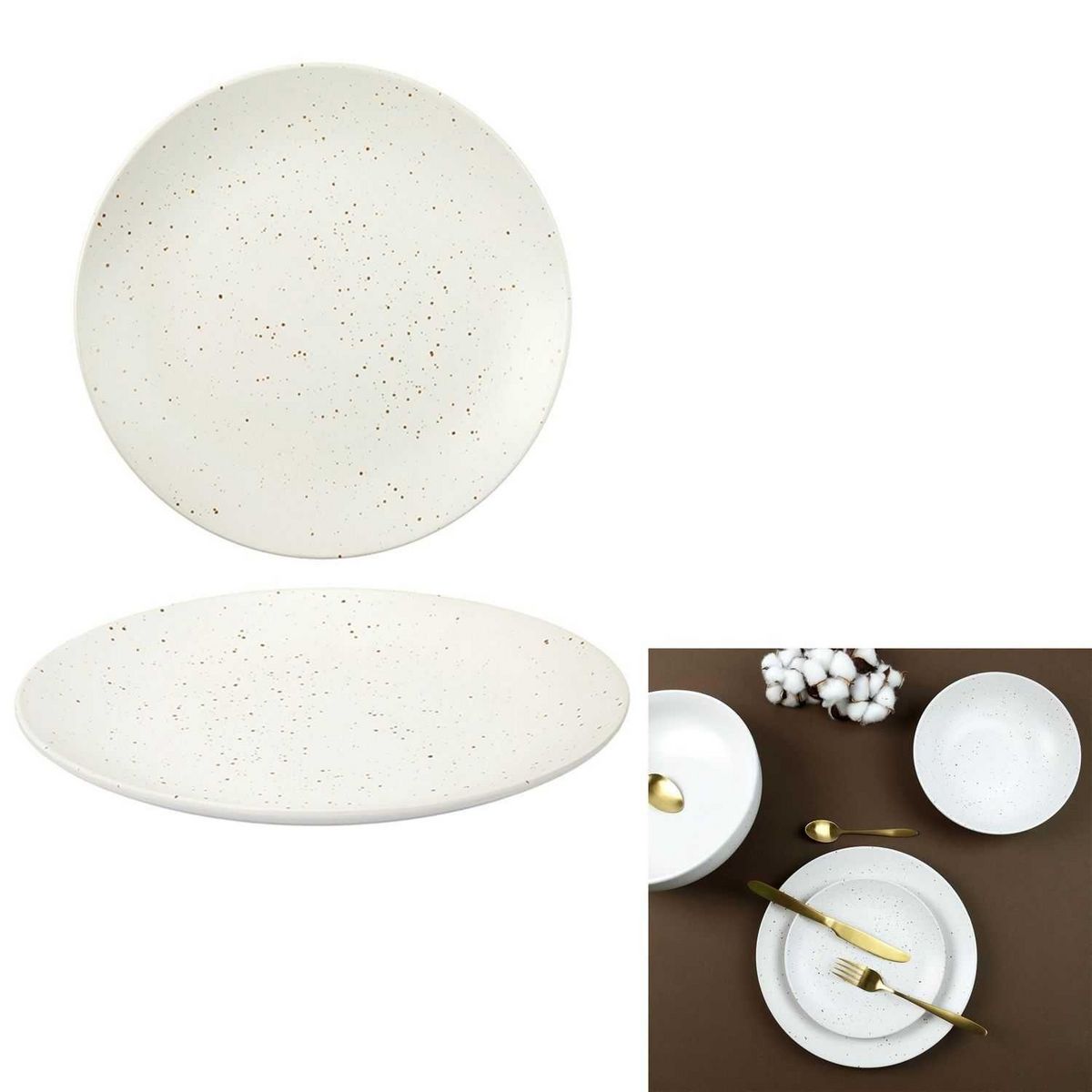 TOILINUX Lot 18 assiettes de service gamme Portofino - Blanc