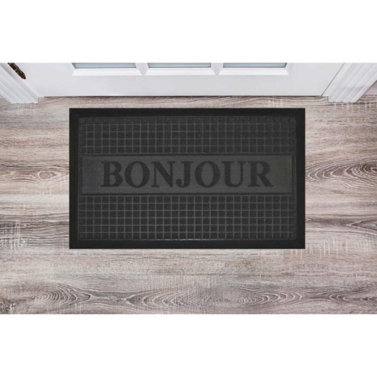 Paris Prix Tapis d'Entrée  Bonjour  45x75cm Noir