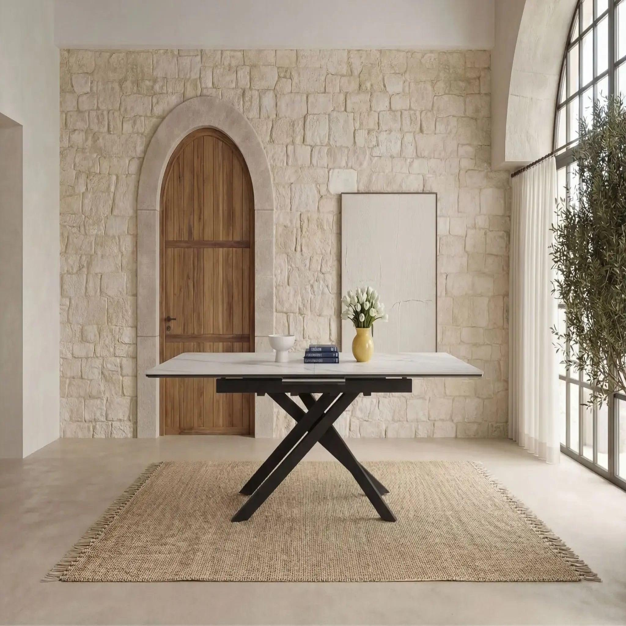 Voir la diapositive 2 : CASANOVA PARIS Ava - table à manger rectangulaire extensible 160 à 200cm en céramique - blanc