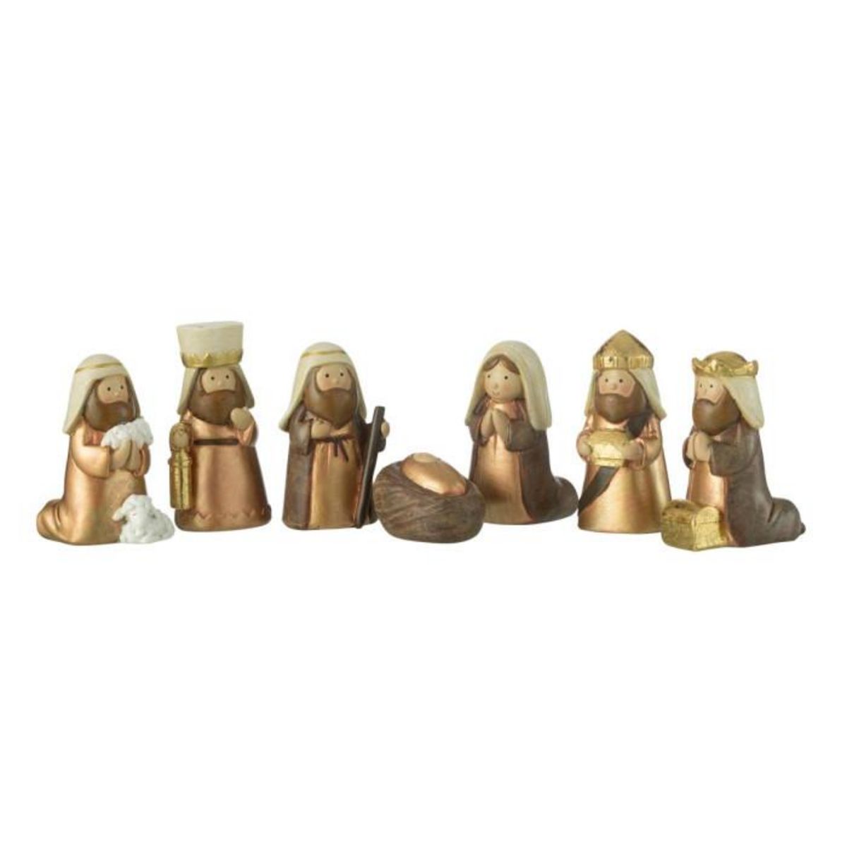 Paris Prix Crèche de Noël 7 Santons  Scène Nativité  6cm Marron & Or