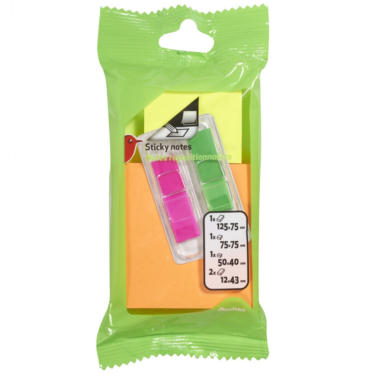 AUCHAN 3 Sticky notes + 2 sets marque page