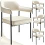 Voir la diapositive 1 : tectake Fauteuil rembourré Aspect velours blanc cassé Lot de 4