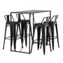 Voir la diapositive 1 : Paris Prix Ensemble Table de Bar & 4 Tabourets  Brea & Tempe  120cm Noir