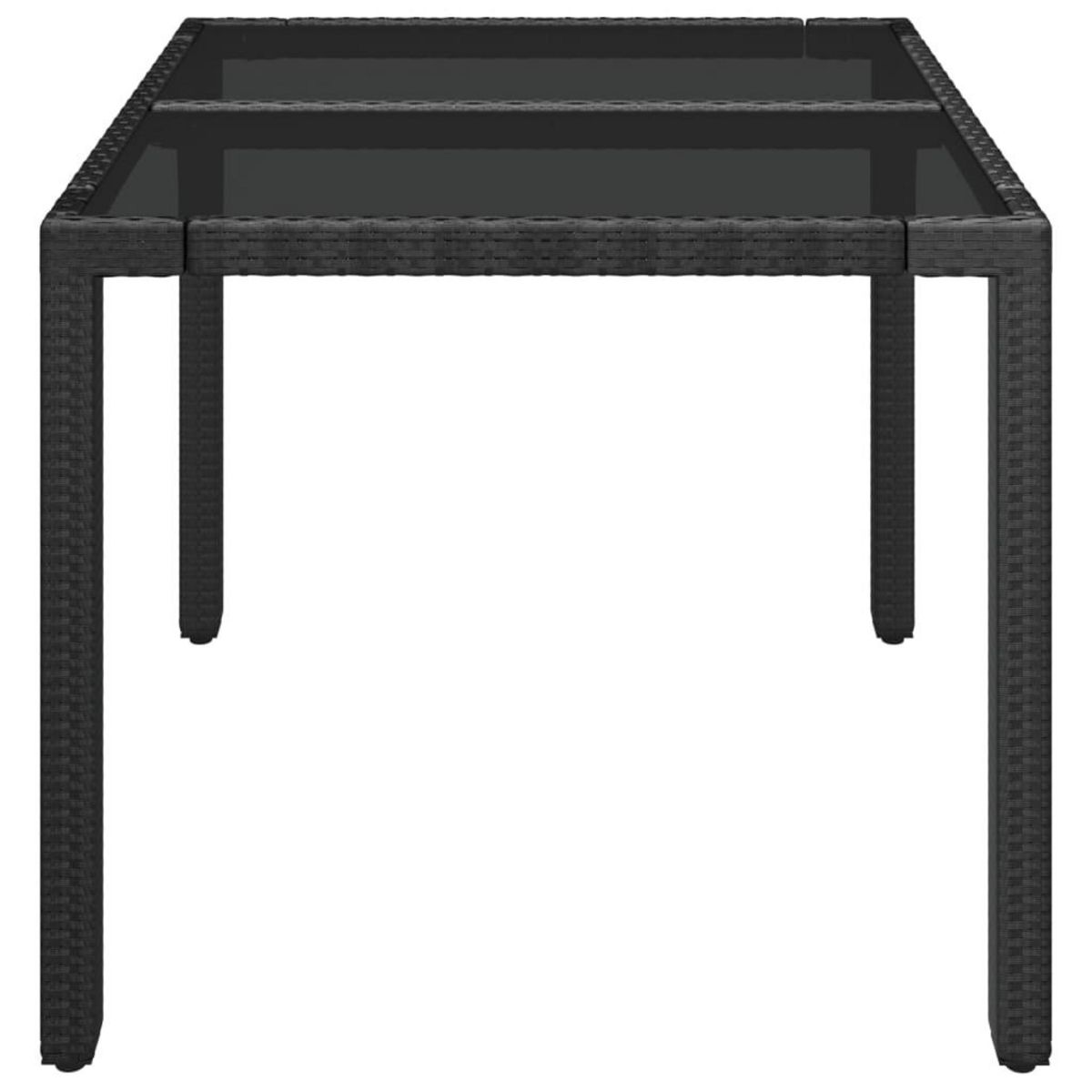VIDAXL Table de jardin dessus en verre Noir 90x90x75 cm Resine tressee
