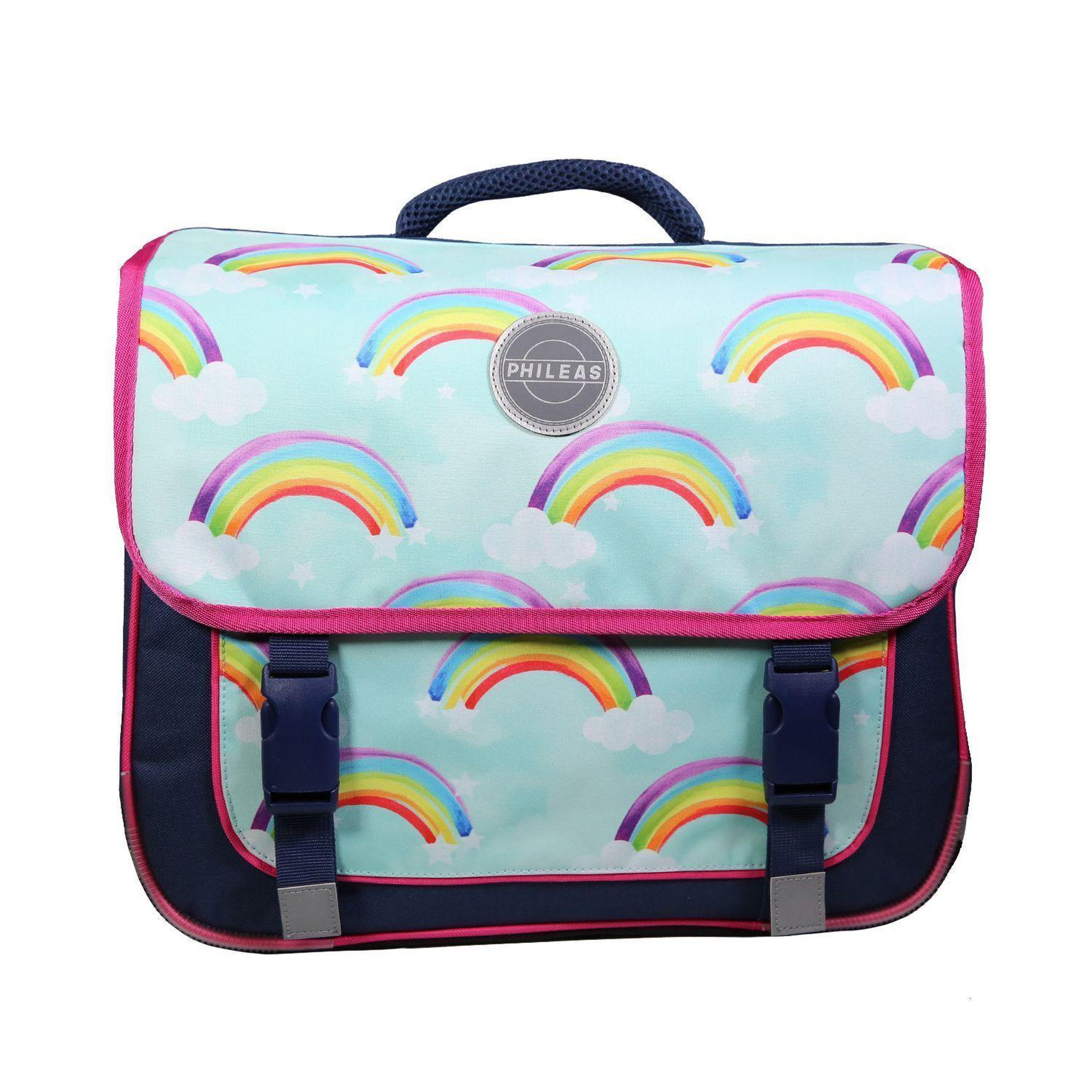 Bagtrotter BAGTROTTER Cartable 38 cm Phileas Arc En Ciel Bleu - Le Plus Confortable des Cartables - Ergonomie/Confort/Sécurité - Système Smart Comfort