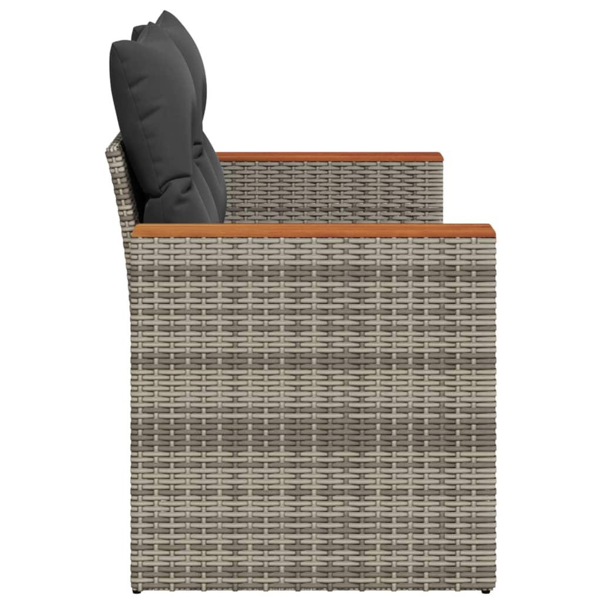 Voir la diapositive 5 : VIDAXL Canape de jardin 2 places avec coussins gris resine tressee