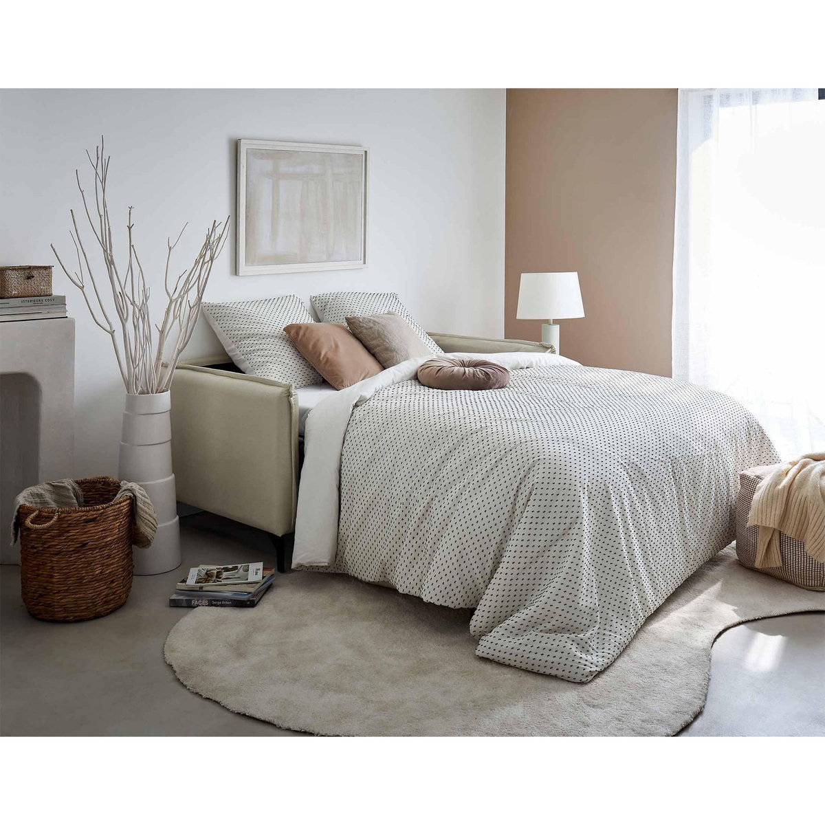 LISA DESIGN Agate - canapé 3 places convertible - couchage quotidien - matelas 14 cm - en velours