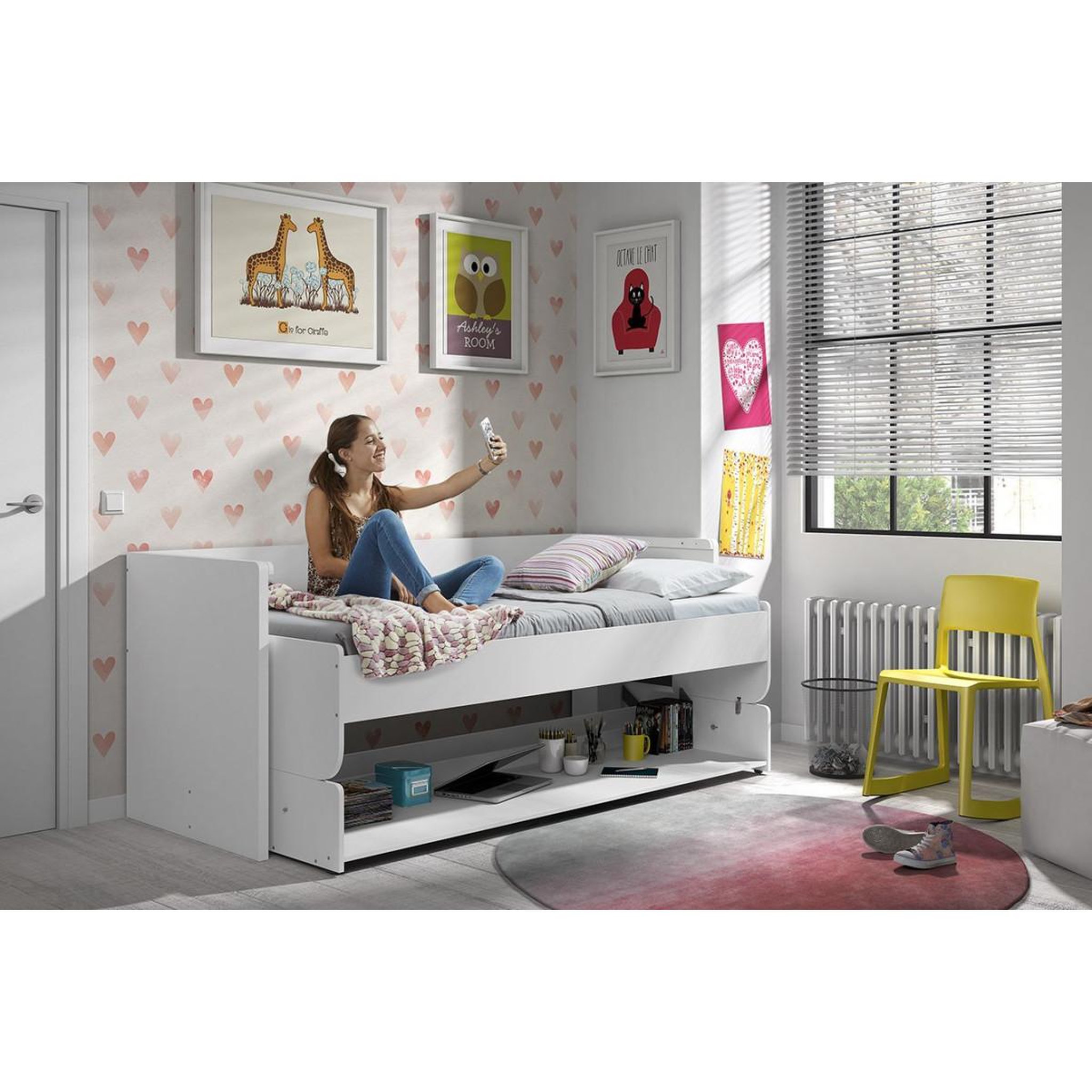 Voir la diapositive 4 : Paris Prix Lit bureau enfant  denver  90x200cm blanc
