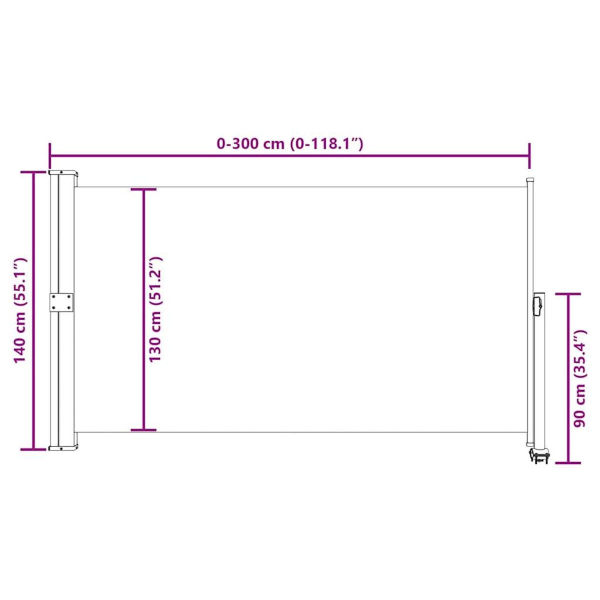 VIDAXL Auvent lateral retractable de patio 140 x 300 cm Gris