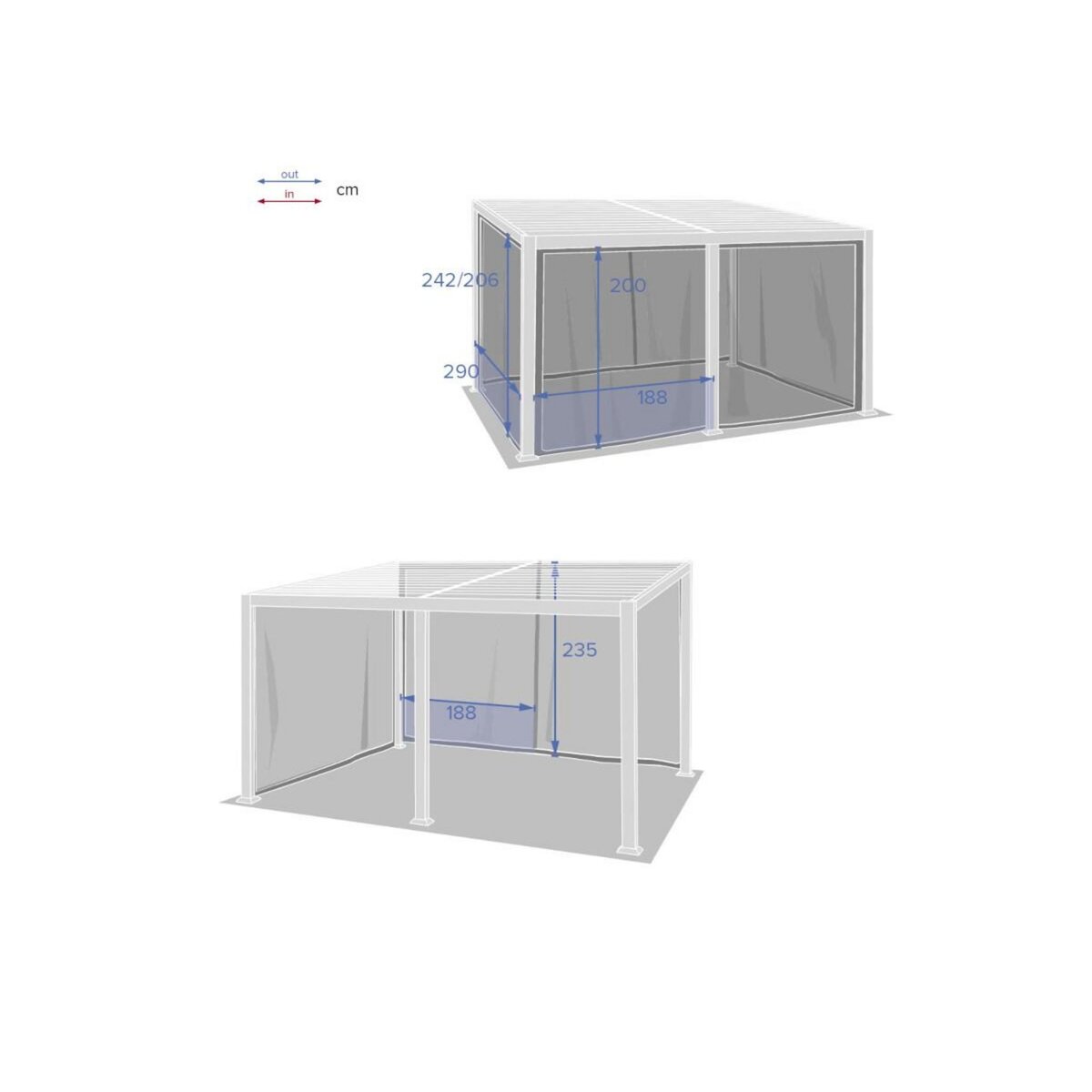 HESPERIDE Jeu de 6 moustiquaires pour la tonnelle Avila 4 x 3 m - Hespéride