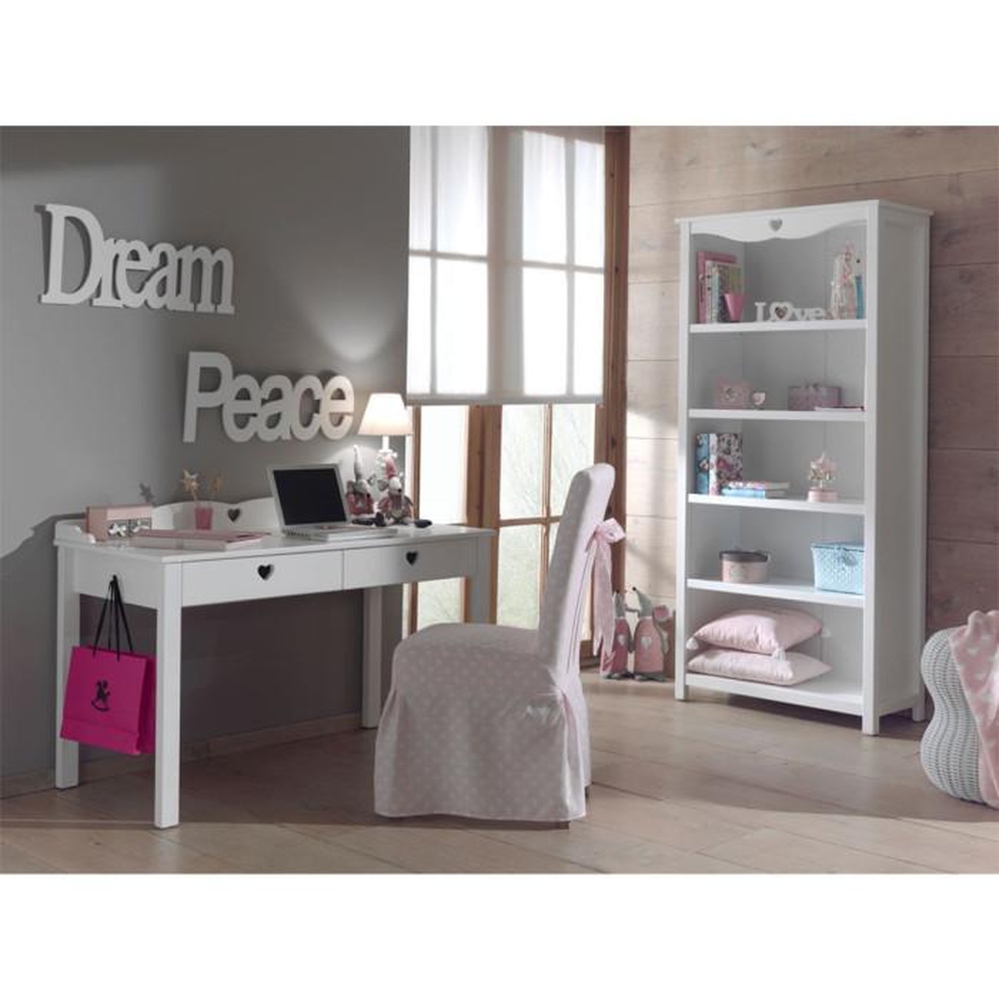 Paris Prix Pack - Bureau Enfant & Bibliothèque  Amori  Blanc