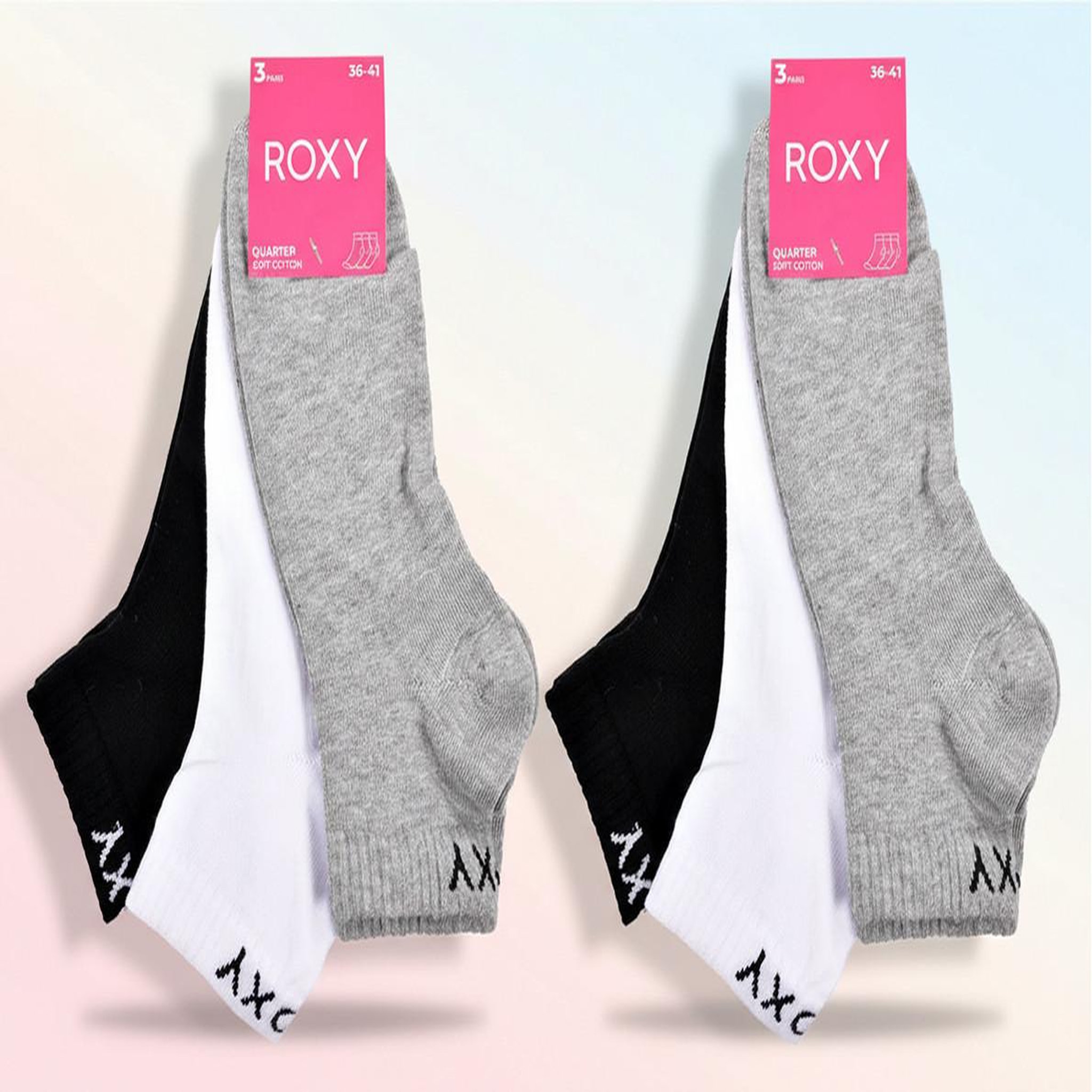 Voir la diapositive 4 : ROXY Roxy chaussettes fille quarter pack 6 - coton respirant