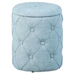 Paris Prix Pouf de Rangement Capitonné  Elio  40cm Bleu