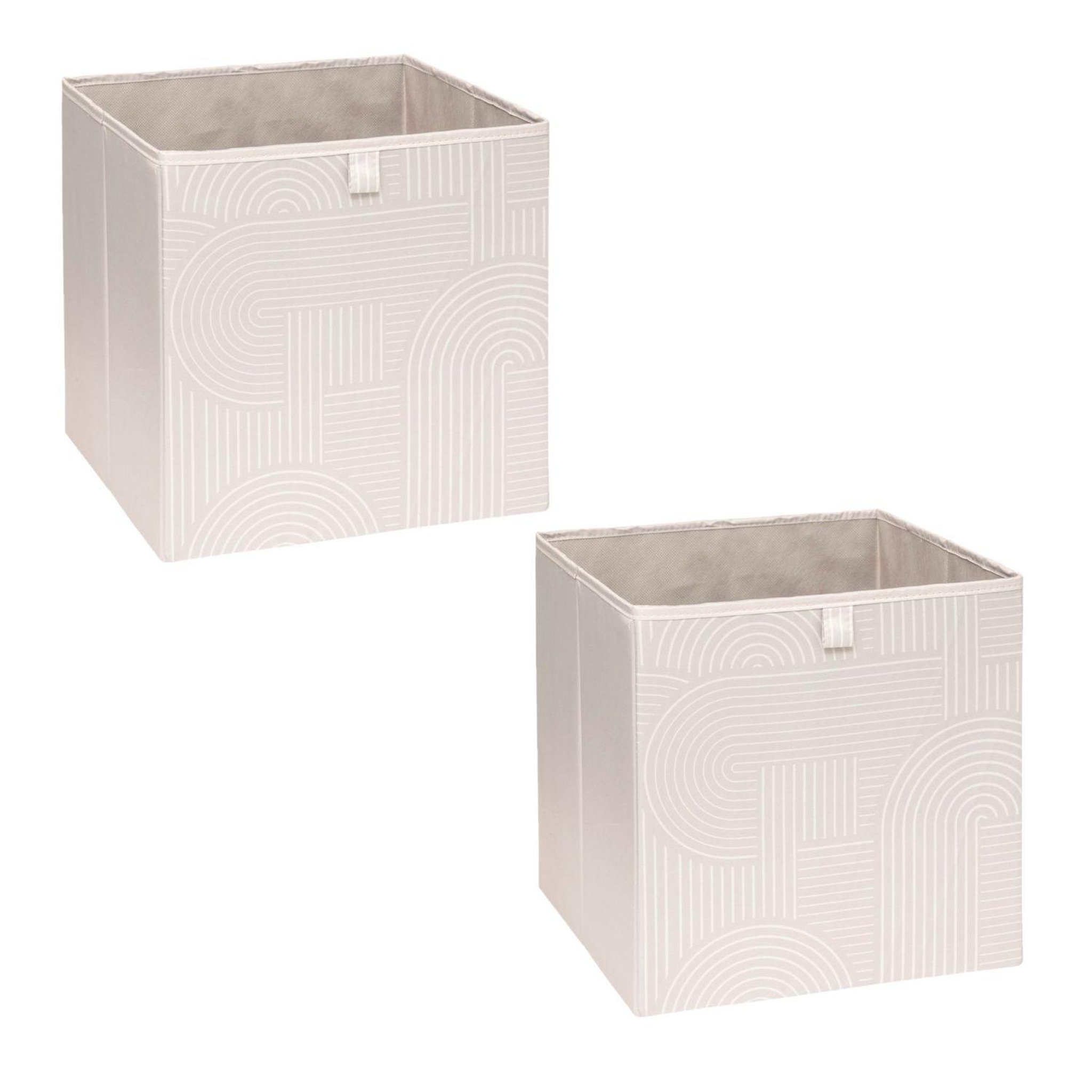 FIVE Lot de 2 boîtes de rangement ARCHE - L. 31 x l. 31 x H. 31 cm - Beige
