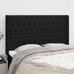 VIDAXL Tete de lit avec oreilles Noir 147x16x118/128 cm Tissu
