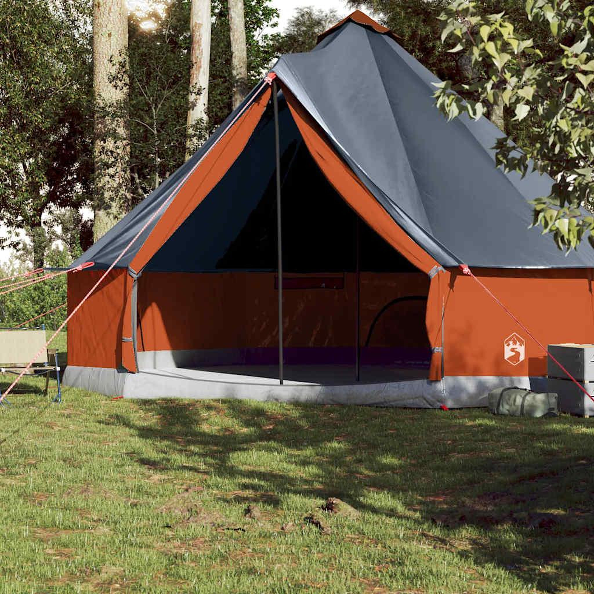 Voir la diapositive 3 : VIDAXL Tente familiale tipi 10 personnes gris et orange impermeable