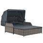 Voir la diapositive 2 : VIDAXL Chaise longue a 2 places avec auvent Resine tressee Gris