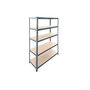 Voir la diapositive 4 : BRIXO Etagère de Garage 5 tablettes Bois MDF 120xP45xH180 cm Charges lourdes 300Kg Structure Acier Rangement Rayonnage BRIXO