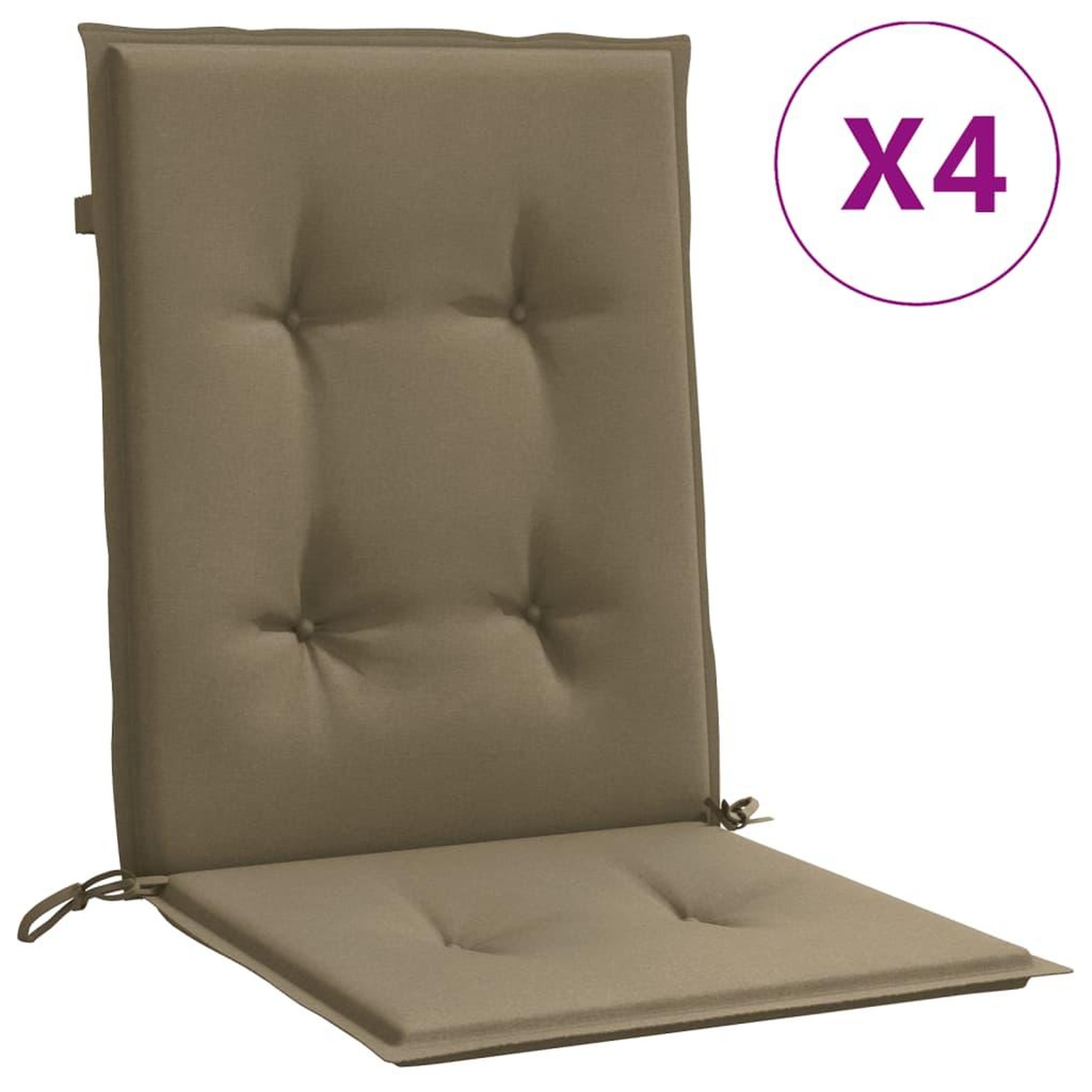 Voir la diapositive 2 : VIDAXL Coussins de chaise a dossier bas lot de 4 taupe melange tissu