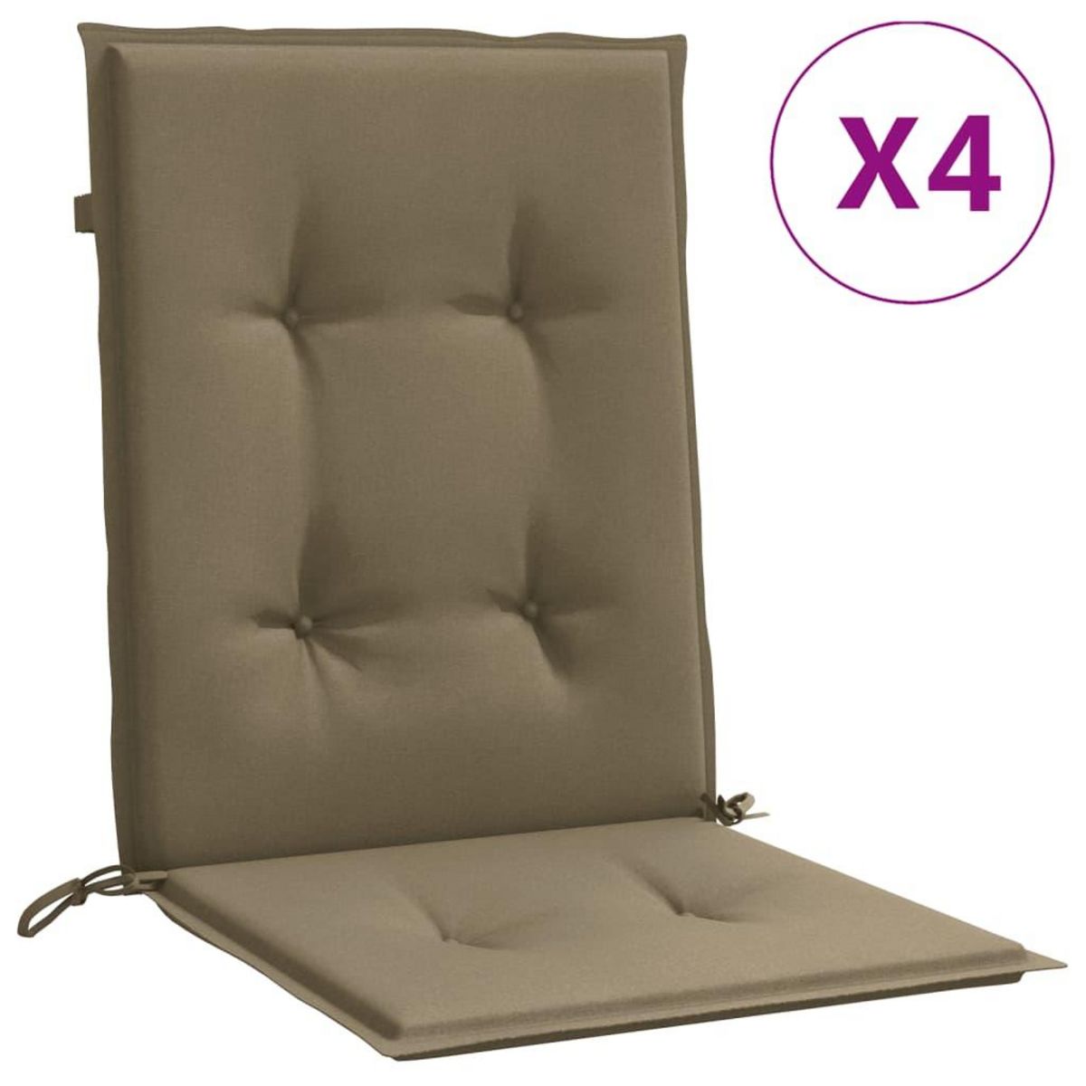 VIDAXL Coussins de chaise a dossier bas lot de 4 taupe melange tissu