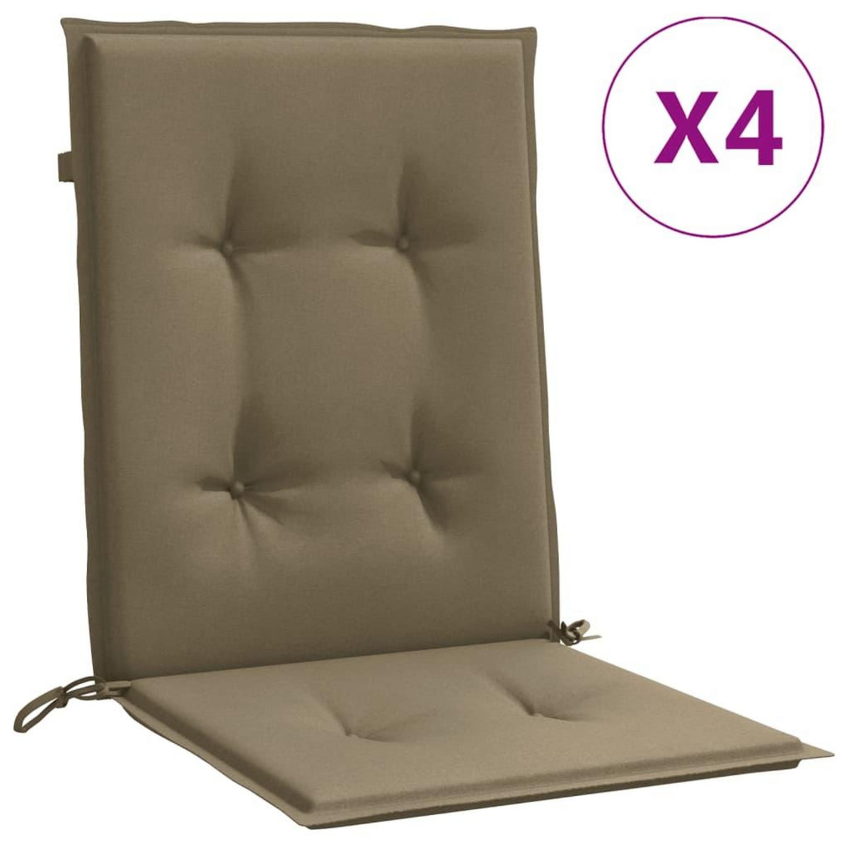 VIDAXL Coussins de chaise a dossier bas lot de 4 taupe melange tissu