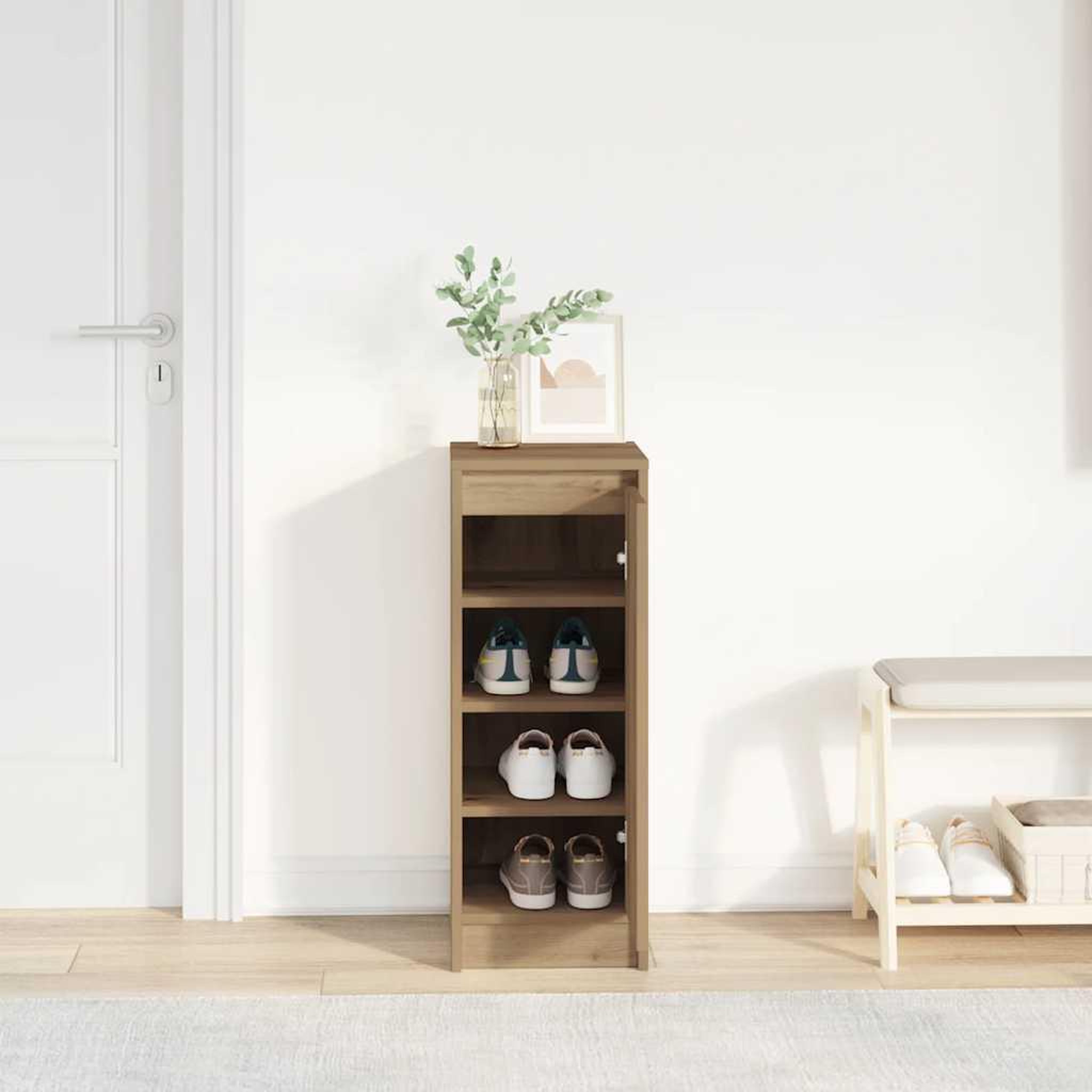 Voir la diapositive 3 : VIDAXL Armoire a chaussures chene artisanal 29,5x34x76 cm