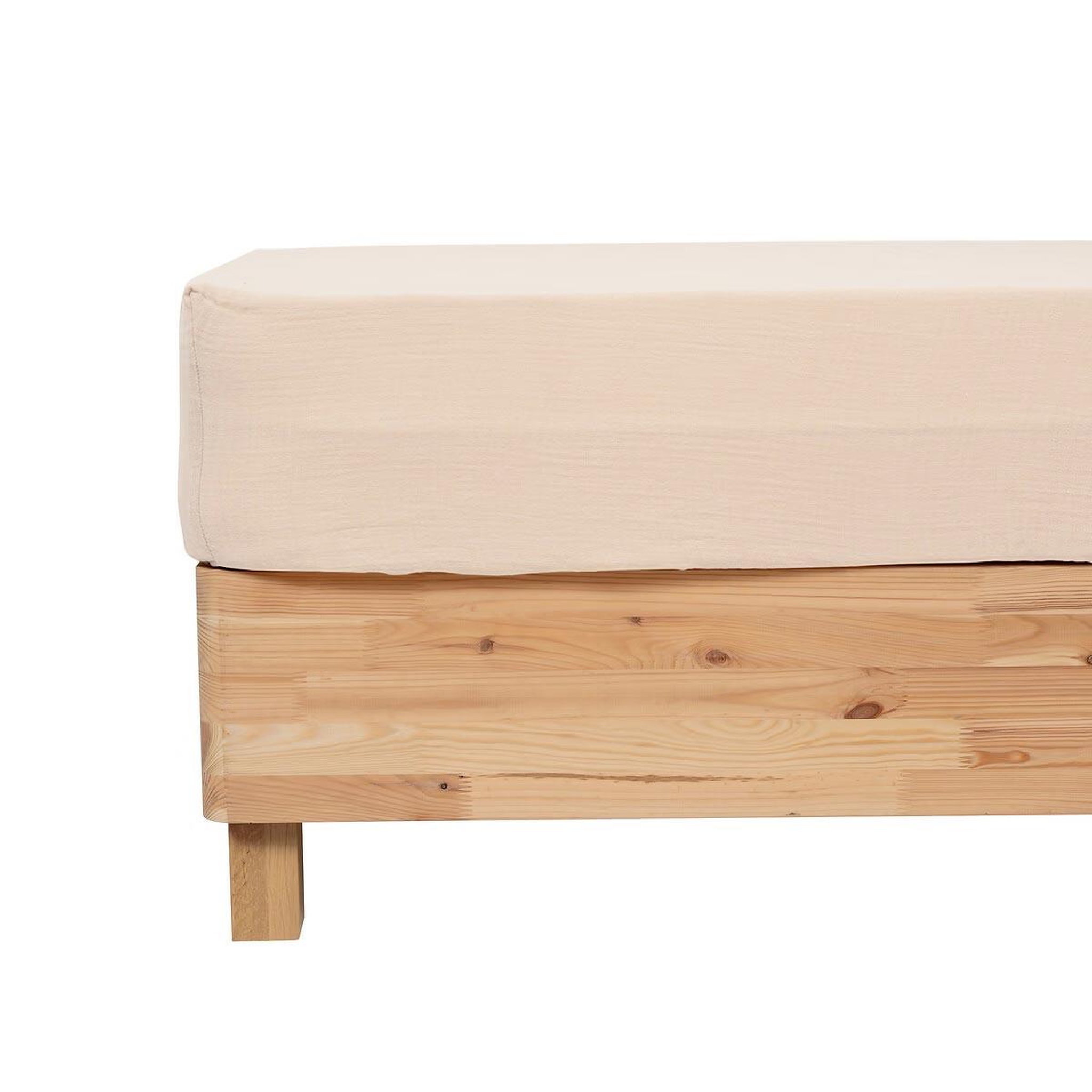 Voir la diapositive 2 : ATMOSPHERA Drap housse en gaze de coton  flora  160x200cm beige lin