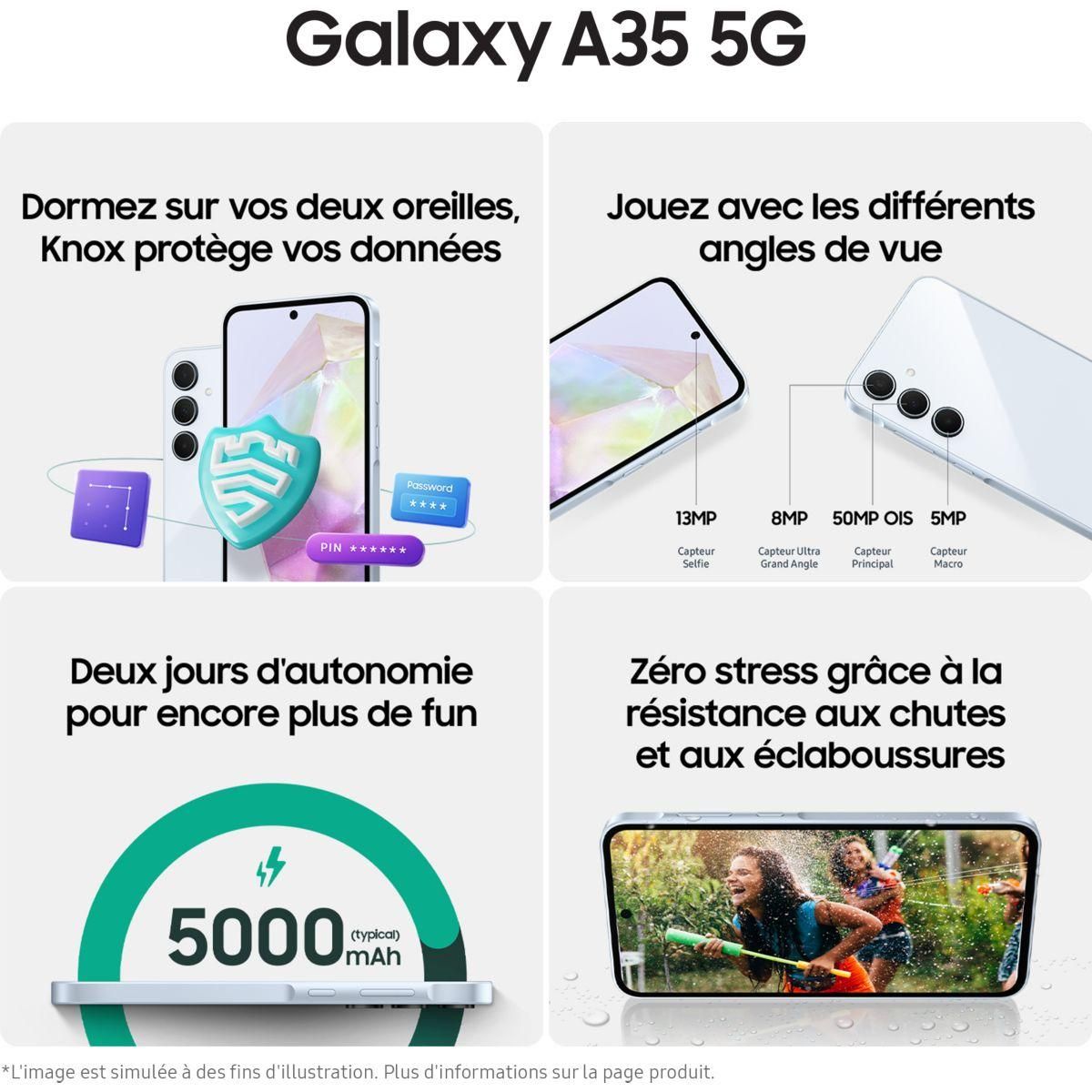 Samsung Smartphone Pack Galaxy A35 Bleu 128Go+Galaxy Fit 3