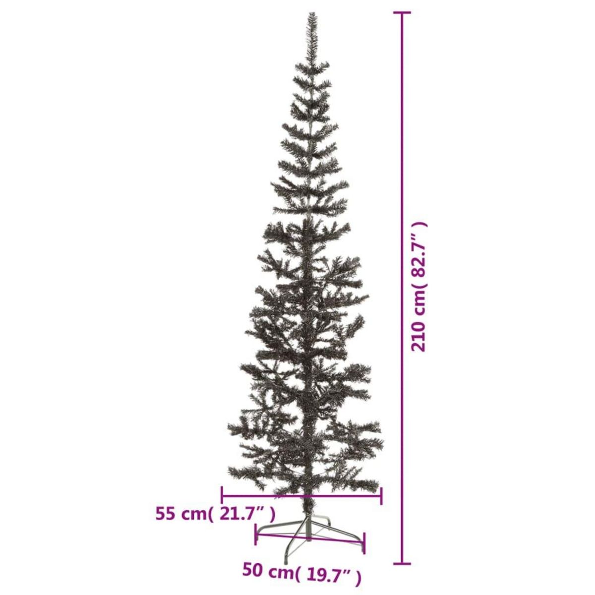 VIDAXL Sapin de Noël etroit Noir 210 cm