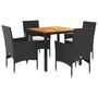 Voir la diapositive 2 : VIDAXL Ensemble a manger de jardin et coussins 5 pcs noir rotin acacia