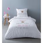 HABITABLE Parure de lit enfant design Princess - 100% Coton. Coloris disponibles : Blanc