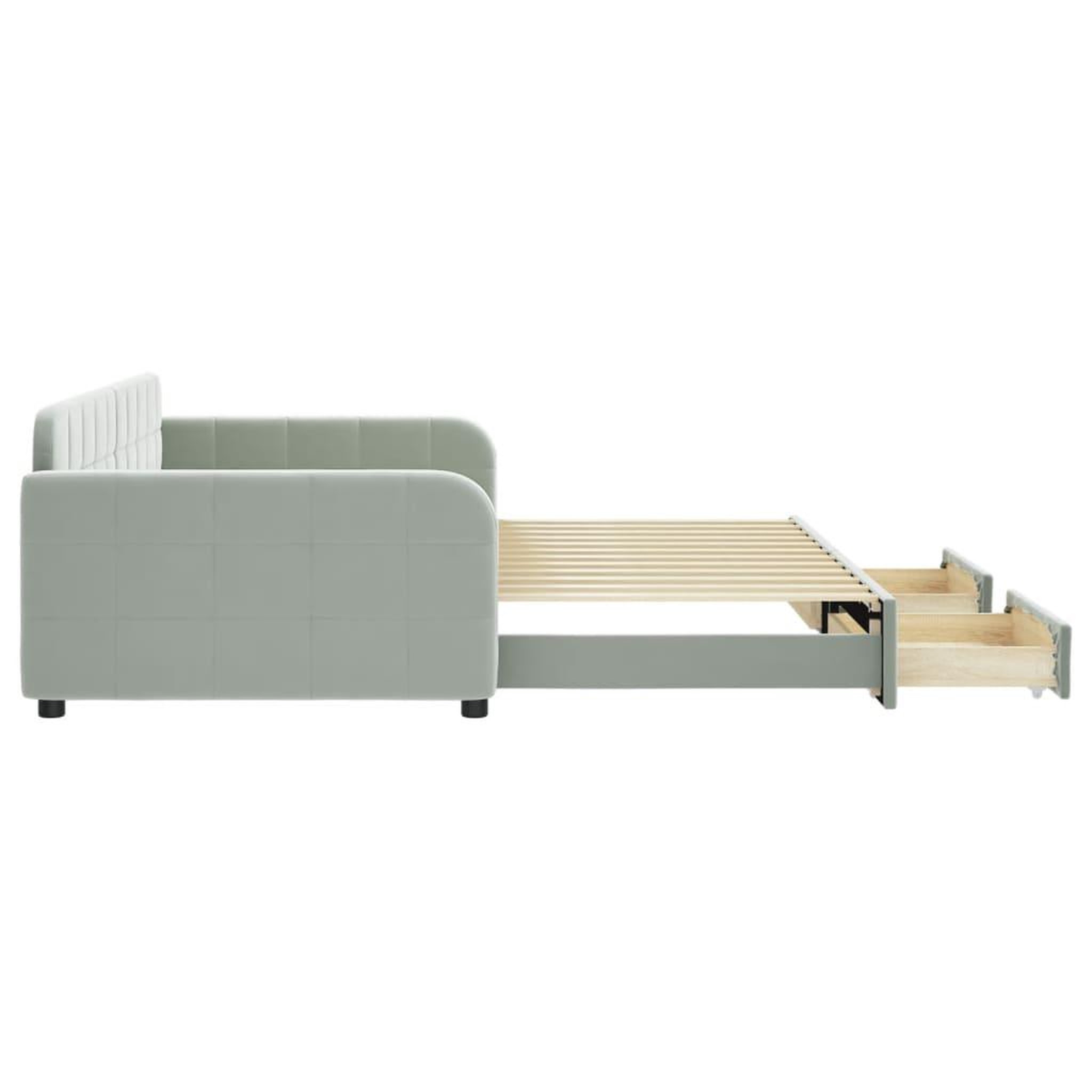 Voir la diapositive 4 : VIDAXL Lit de jour avec gigogne et tiroirs sans matelas 100x200 cm