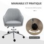 Voir la diapositive 5 : HOMCOM HOMCOM Chaise de bureau design contemporain dossier accoudoirs striés hauteur réglable pivotant 360° piètement chromé lin gris clair
