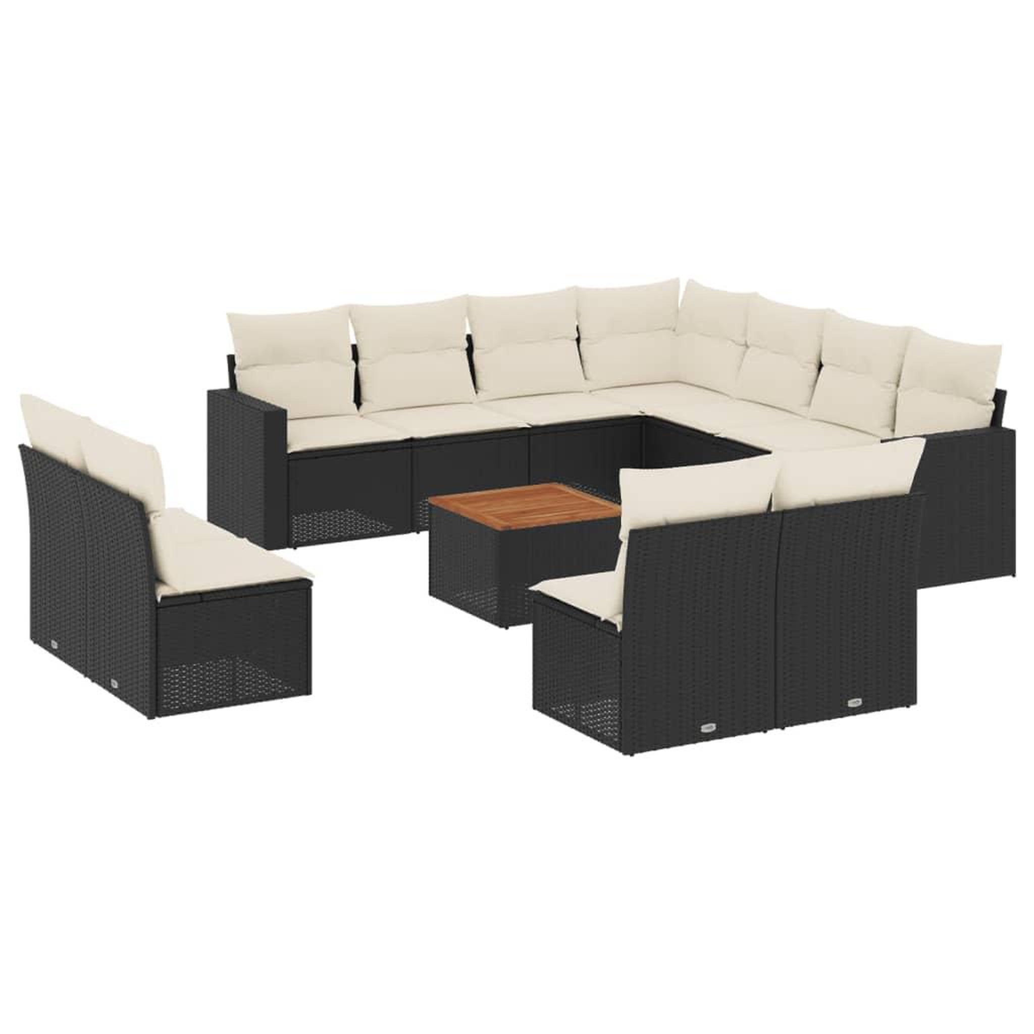 Voir la diapositive 2 : VIDAXL Salon de jardin 12 pcs avec coussins noir resine tressee