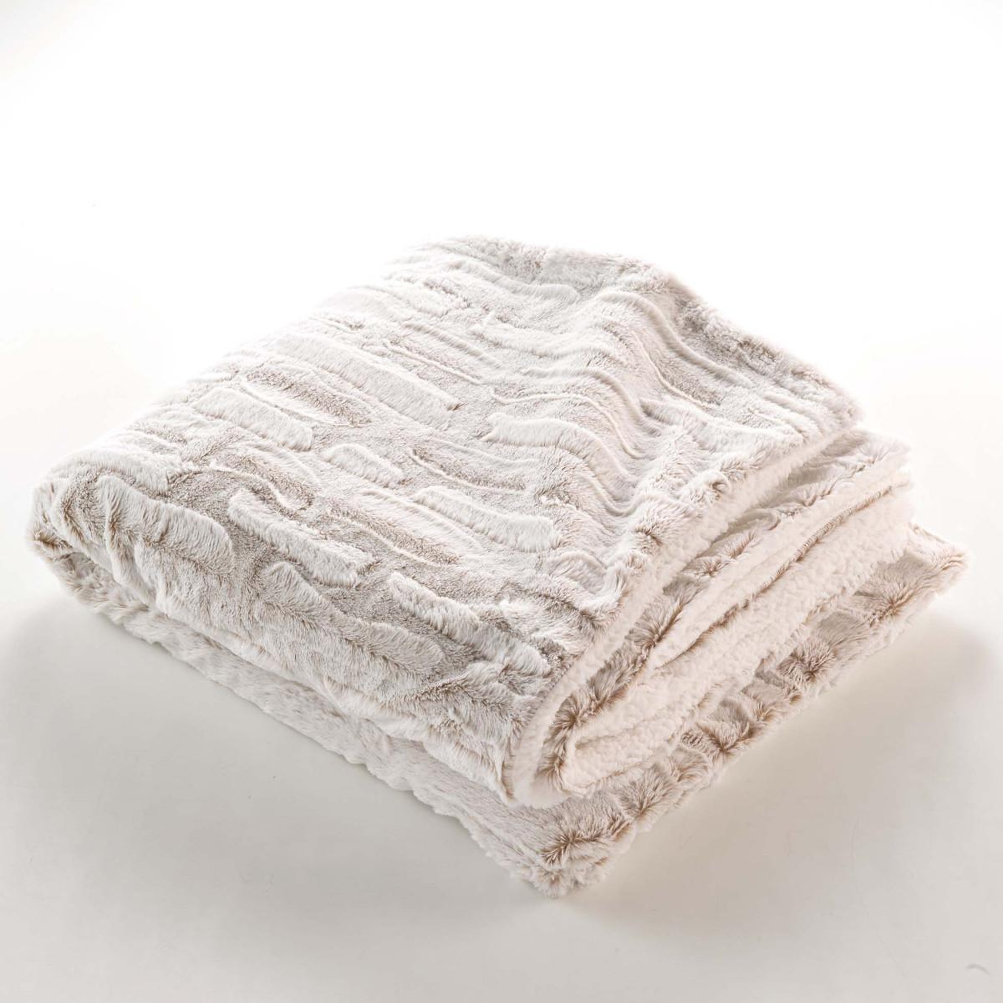 Voir la diapositive 2 : Douceur d'Intérieur Plaid imitation fourrure  lynx  180x220cm naturel