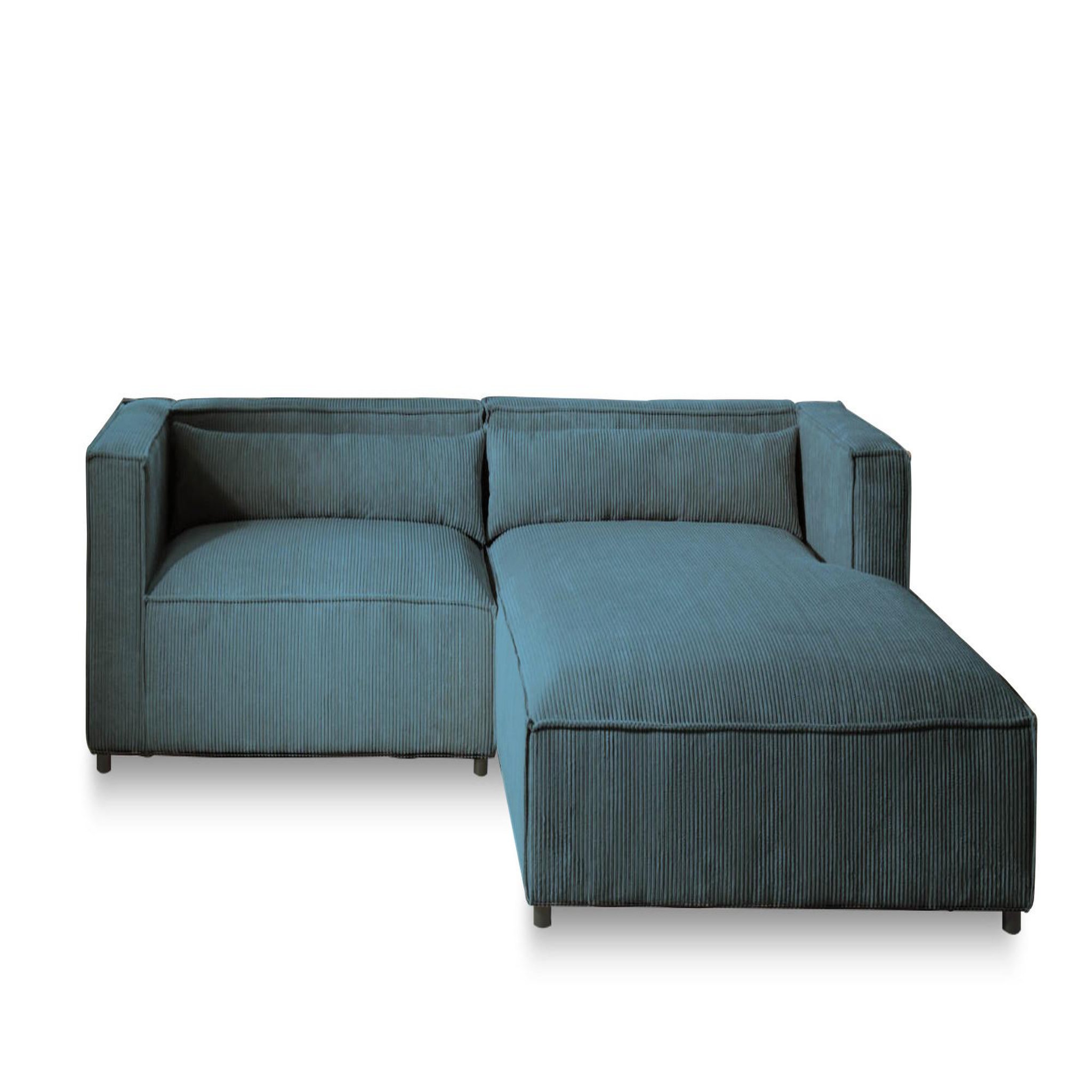 Voir la diapositive 1 : BEST MOBILIER Ela - canapé d'angle droit 4 places - en velours côtelé - style contemporain