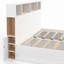 Voir la diapositive 5 : ID MARKET Lit double CLEM avec tête de lit, rangements et sommier 140 x 190 cm blanc