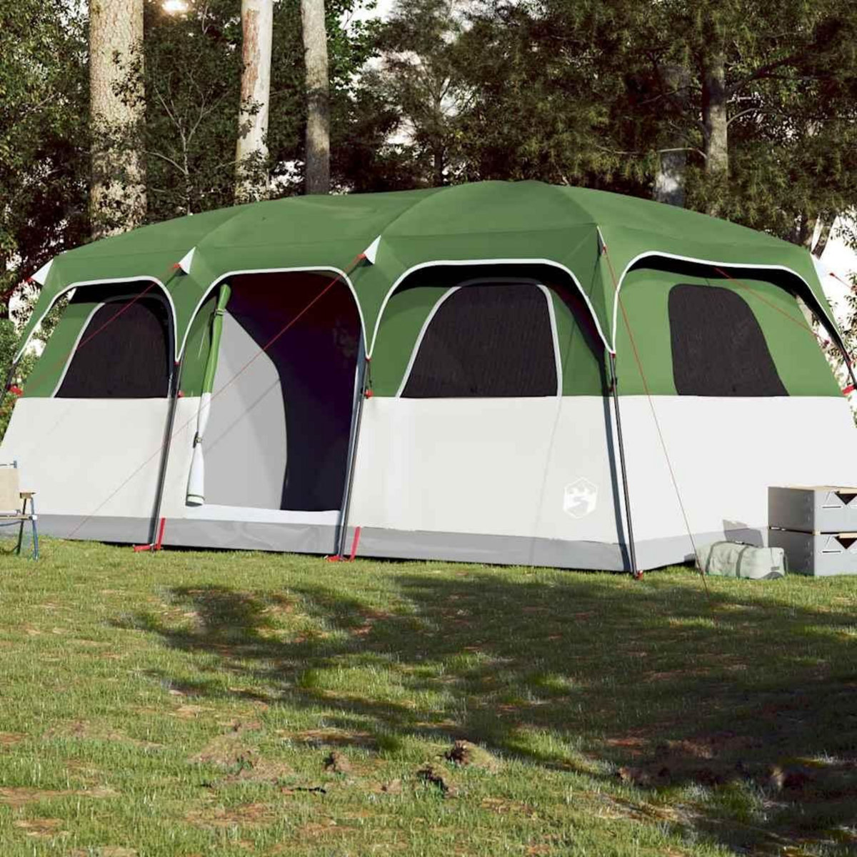 VIDAXL Tente de cabine familiale 9 personnes vert impermeable