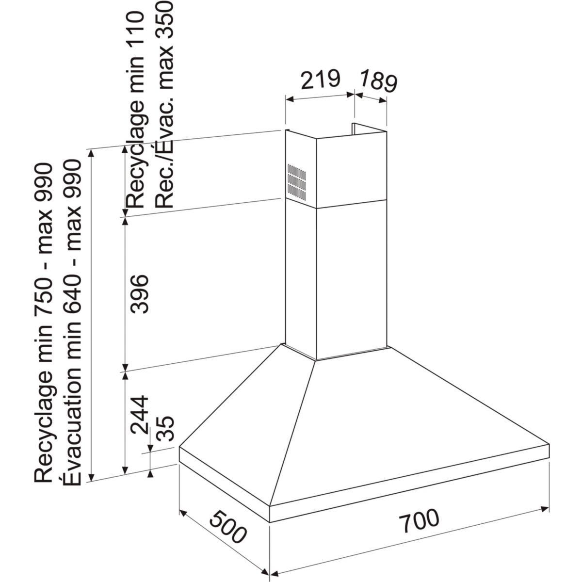 Airlux Hotte décorative murale AHP775IX 70cm