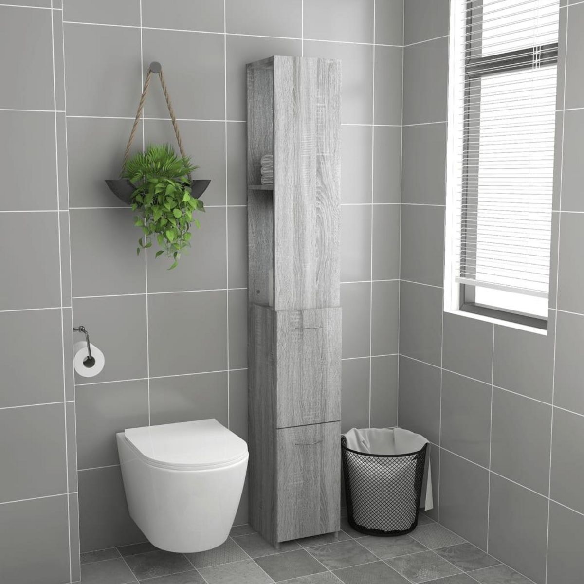 VIDAXL Armoire de bain sonoma gris 25x26,5x170 cm bois d'ingenierie